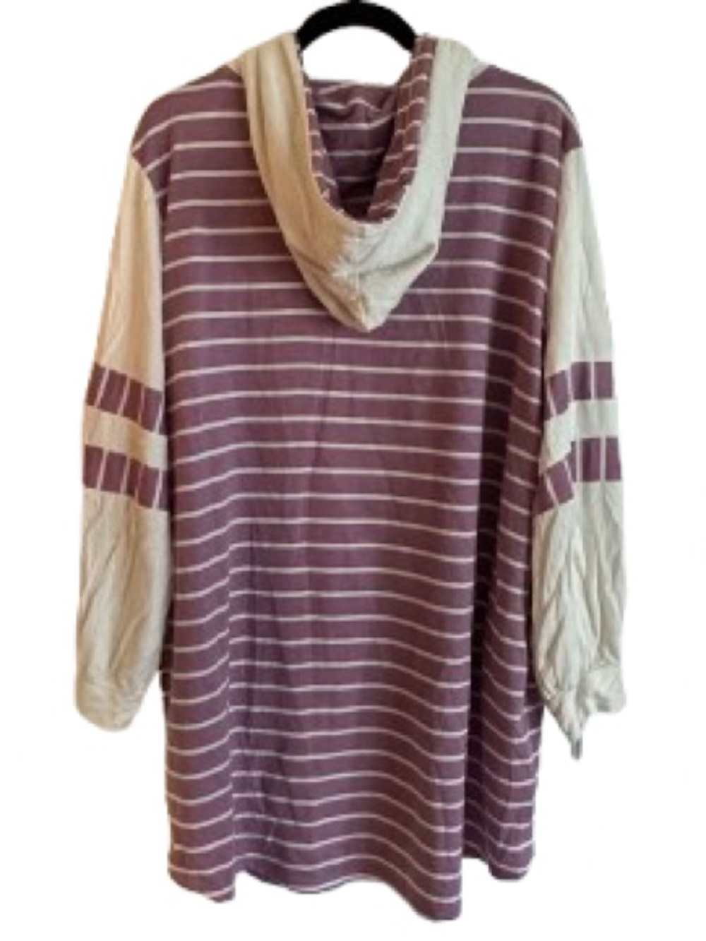 Emerald Mauve and Cream Striped Hooded Tunic - Picture 4 of 4